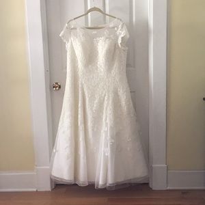 Oles Cassini Cap Sleeve Tea Length Wedding Gown